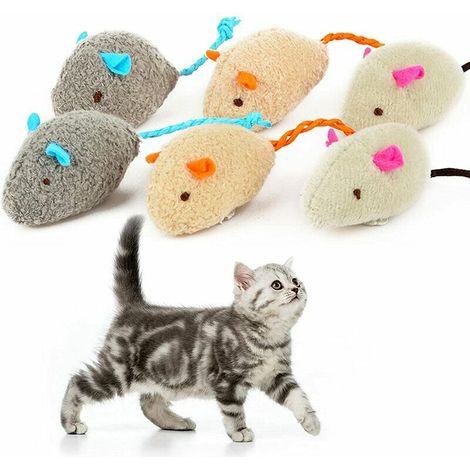 6-teiliges Spielzeugset mit Mäusen für Katzen, Plüschmäuse für Katzen, Kätzchen und Haustiere (3 Farben) (1/5)
