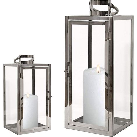 2er Set Edelstahl-Laternen 30/40cm-DMC8113E-mitkl (1/3)