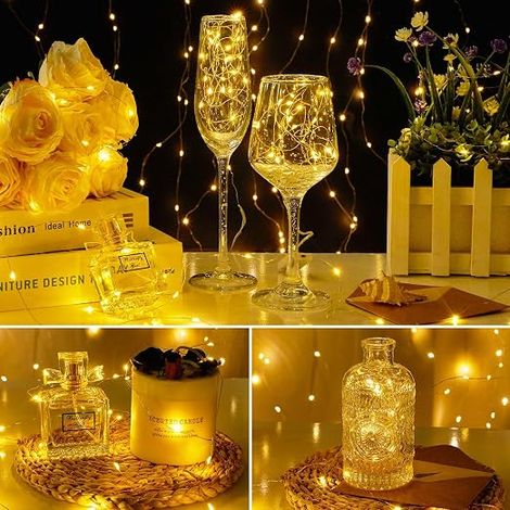Mini LED Fairy Lights 1 m Copper Wire Indoor and Outdoor Decoration Light for Bedroom, Wedding, Party, Party, Home, Garden (Warm White) (1/4)