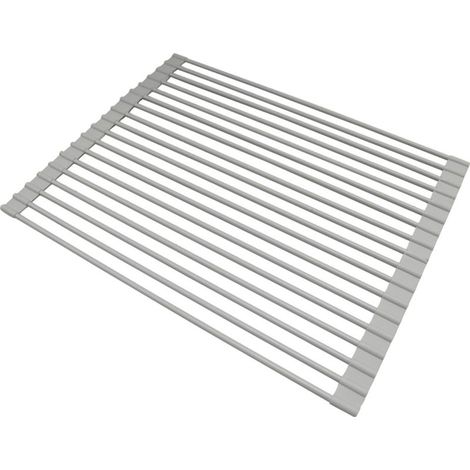 Égouttoir à vaisselle enroulable en acier recouvert de silicone, à placer au-dessus de l'évier (1/5)