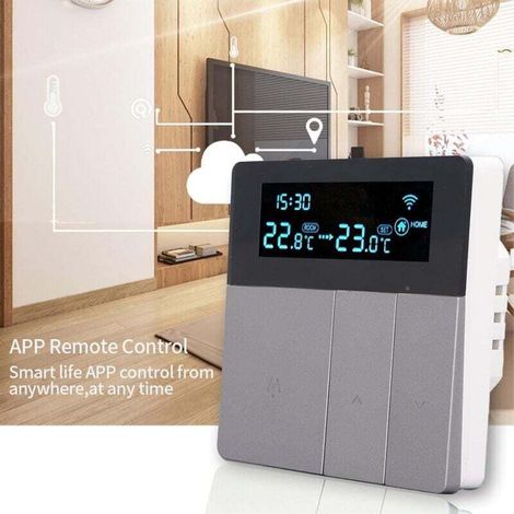 Smart Thermostat, programmierbarer Thermostat mit LCD-Farbbildschirm, digitaler Temperaturregler für Home Shopping Mall (grau)