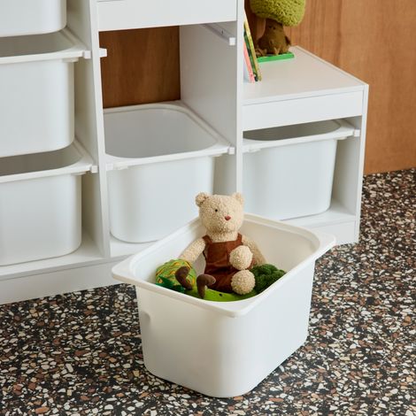 Meuble de rangement enfant escalier 6 bacs de rangement décor bois blanc - Sora