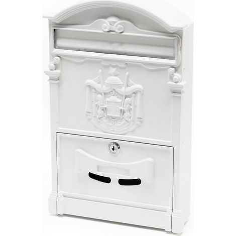 Cassetta postale dal design antico bianca da parete 160000061