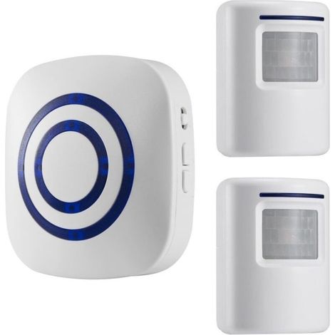 Sans Fil Allée Alarme : détecteur de Mouvement Infrarouge de Sonnette d'alarme Carillon avec 1 récepteur et 2 Sensor 38 Chime Tunes - indicateurs LED (1/5)