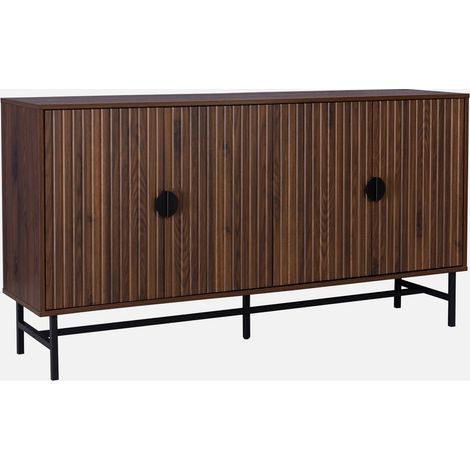 Aparador con efecto madera de 4 puertas, 157.5cm
