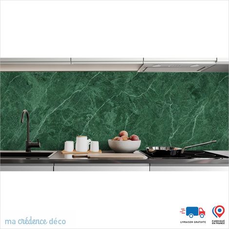 Crédence : Marbre de Dervio - Couleur Vert émeraude - Alu composite - 60 - 120 (1/3)