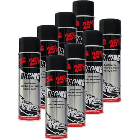 8 bombes de peinture - Carrosserie voiture - Racing - Noir mat - 500ml