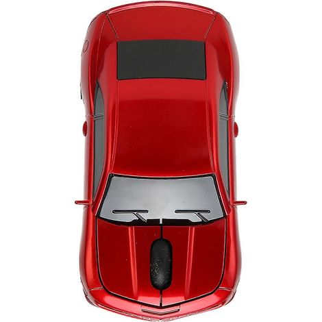 Souris sans fil pour voiture de course, souris d'ordinateur sport, lumière LED 2,4 GHz, capteur optique 1600 DPI, compatible avec OS X et PC, rouge-YM() (1/4)