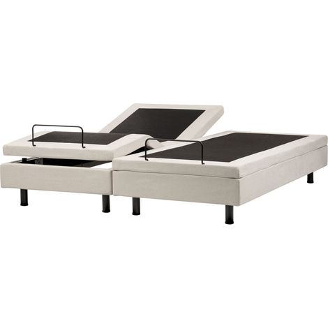 Letto elettrico matrimoniale tessuto beige chiaro regolabile con telecomando senza testiera 180x200 cm Duke II (1/5)