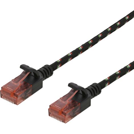 Câble de brassage Cat6A U/UTP robuste et fin, 28 AWG, 3,8 mm², 2 m, noir, pour connexion Internet (1/3)