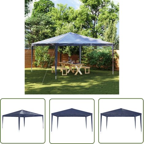 The Living Store Tente de réception 4x4 m bleu - Tente De Réception - Auvent - Abri Jardin - Parasol - Fête Extérieure (1/5)