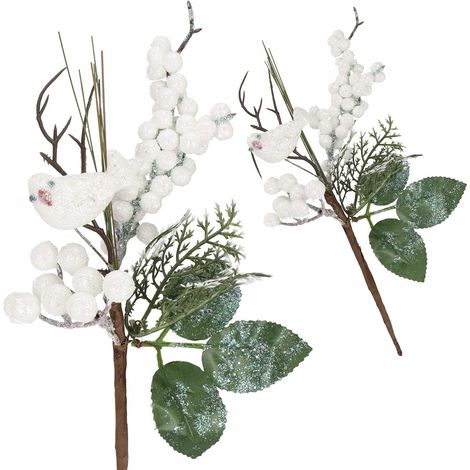 RAMA NAVIDEÑA DE SERBAL ESPINO PARA ADORNO FLORES ARTIFICIALES BOLAS DECORATIVAS (1/5)