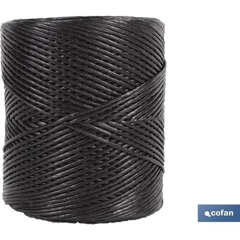 COFAN bobina hilo rafia/ 600 750 grs negro , Hilo de rafia color Negro, sintética torcida a 1 cabo, derivada del polipropileno. 600 m. por kg. Indicada para paquetería, bricolaje,