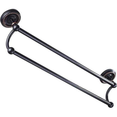 Porte-serviettes double 55 cm en laiton noir pour cuisine et salle de bain