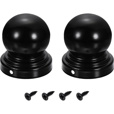2Pcs Capuchons De Poteau De Clôture, 60mm/2.36-inch Balle Ronde Étanche Couvercle De Poteau En Fer Avec Vis Pour Métal Extérieur Bois Clôture Terrasse Boîte Aux Lettres. (1/5)