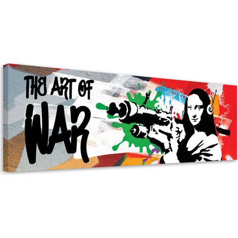 Tableau sur toile Banksy Mona Lisa et le Bazooka 90x30 (1/5)