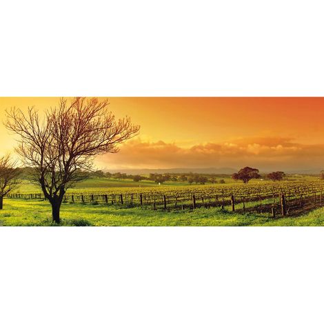 Tableau automne rouge & orange pour déco salon | Tableau paysage vigne pour couloir | Tableau sur toile nature pour chambre 1,0 x 0,4 m (1/2)