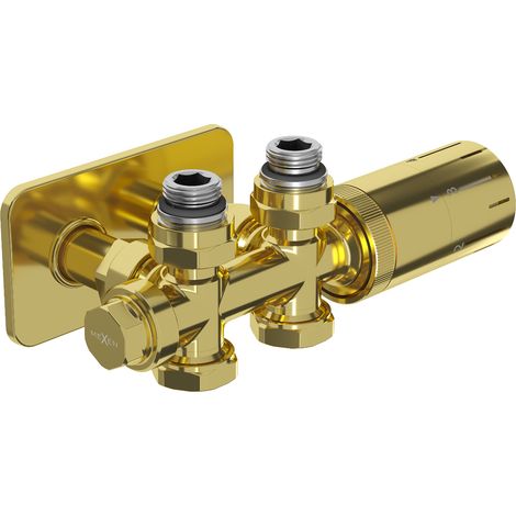 Mexen G05 set termostatico angolare/dritto con mascherina S, Duplex, DN50, oro - W908-958-910-50 (1/3)