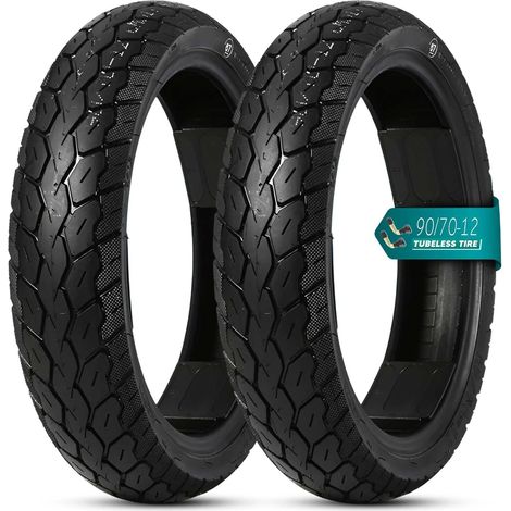 Pneu Moto 90/70-12 4P.R. 250 KPA Charge maximale : 128 kg Tubeless 90 70 12(2pcs) (1/4)