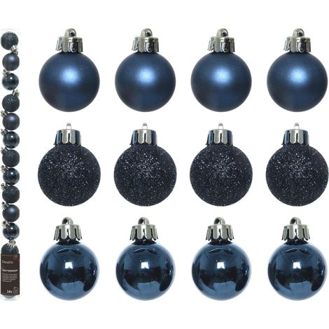 Kaemingk Weihnachtsbaumkugeln Nachtblau 14 Stück 3 cm Glänzend Matt Glitzernd
