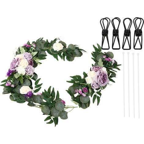 Set mit 2 Hochzeitsblumenarrangements, Rosenform, natürlich, mit leuchtenden Farben, geruchlos, Willkommensblumenarrangement 18063 SZ (1/5)