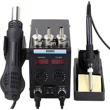 Station de soudage, Contrôle numérique, Pistolet à air chaud, 8586D 220V, 220V (1/2)