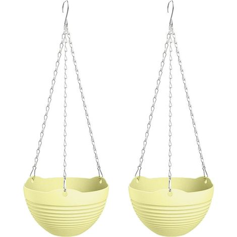 Lot de 2 petits pots de fleurs suspendus jaunes (1/5)