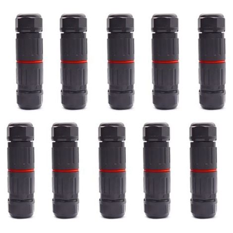 10 PCS IP68 Etanche Connecteur de Câble Electrique, Femelle 3 Broches Connecteurs Etanches Prise de Courant Extérieure Raccord de Connecteur Fil Etanche (1/4)