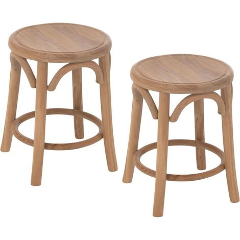 Tabourets rétro en teck naturel (lot de 2) - FRASI (1/5)