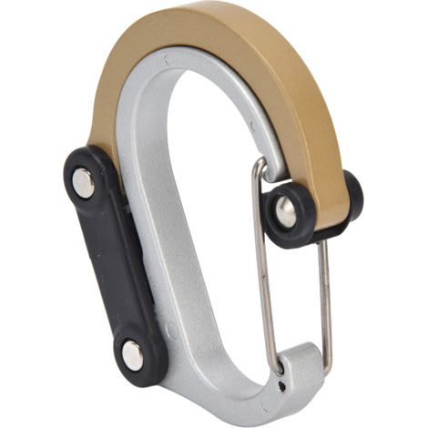 Mousqueton de type D multifonctionnel en alliage d'aluminium, mousqueton portable pour poussette, idéal pour les voyages, le camping et la randonnée (doré) (1/5)