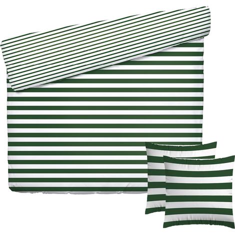 Parure de lit 3 Pièces 2 Personnes - Housse de Couette 240x220 cm et 2 Taie Oreiller 63x63 cm – Satin de Coton, 80 Fils – Écume Marine – Vert (1/5)