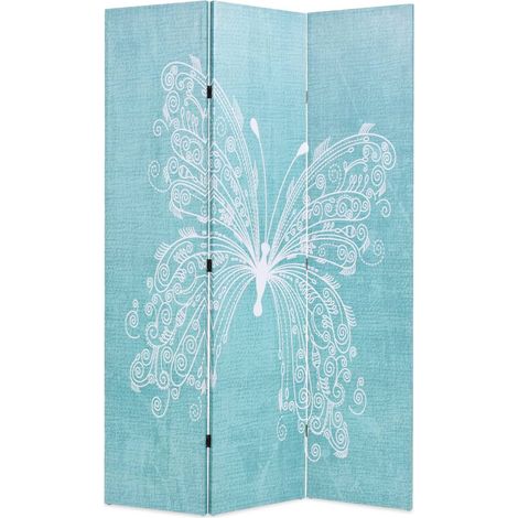Raumteiler klappbar 120 x 170 cm Schmetterling Blau