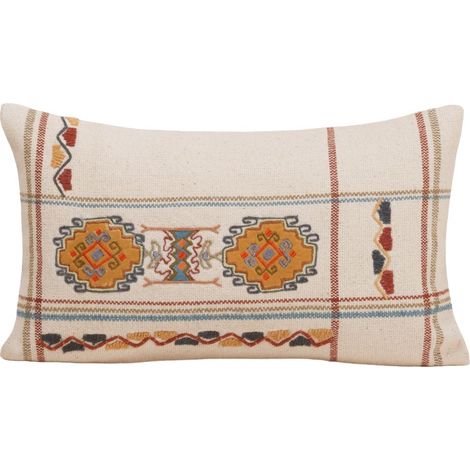Housse de coussin en Jacquard de coton et broderie ethnique NAYELI (1/4)