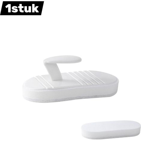 Brosse à récurer avec 1 éponge de rechange flexible pour carrelage toilettes et salle de bain blanche (1/5)