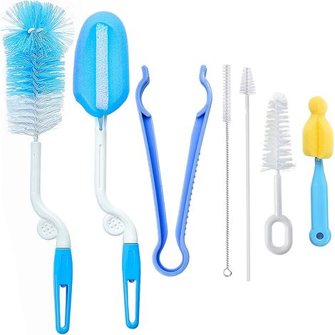 Lot de 7 goupillons pour biberons, goupillon ultra long, goupillon pour le lavage des biberons, carafes, thermos et bouteilles de vin (1/5)