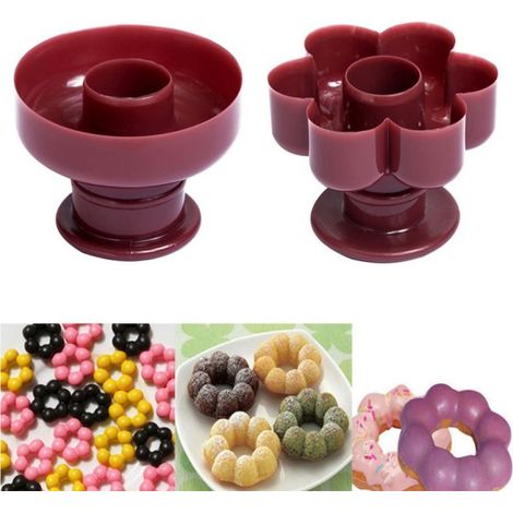 Lot de 2 moules à donuts créatifs en plastique, outil de pâtisserie pour doughnuts, moule à beignets réutilisable, ustensile de cuisine pour préparer des beignets maison (1/5)