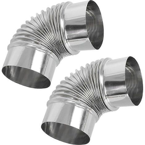 Conduits d'évacuation en acier inoxydable durable, compatibles avec les poêles de chauffage domestiques, connexion sécurisée, paquet de 2 pièces. (1/5)