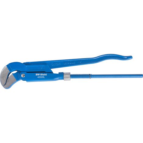 SW-Stahl 42220L Rohrzange 1,5 Zoll 420 mm I Rohrzange S Maul I Abrutschschutz Klempner Zange geschmiedet und lackiert I Rohrinstallation I blaue Rohrzange groß I Rohrzange für Armaturen