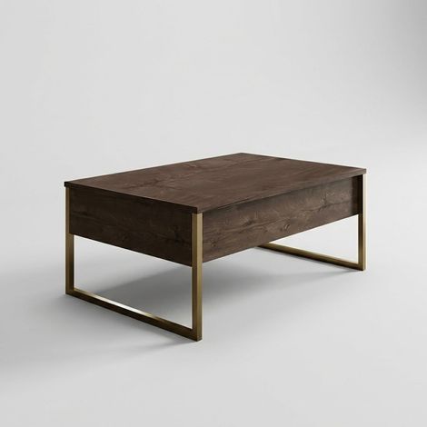 Mesa de centro Kailua Z101, Nogal, 40x60x90cm, Aglomerado laminado, Angular (1/4)