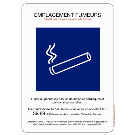 Panneau ''Emplacement fumeurs'' rigide A4 - NOVAP - 4600031