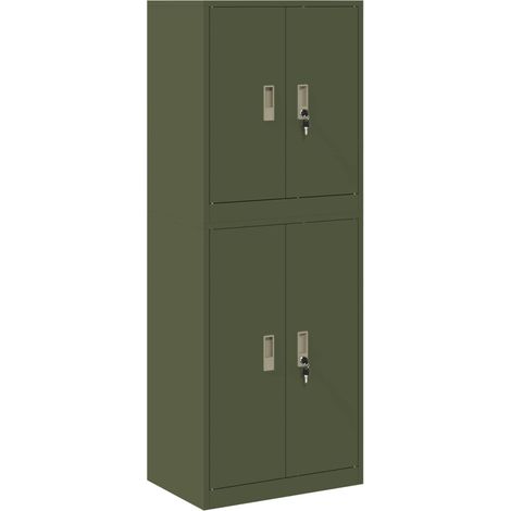 Armario de almacenamiento 2 uds. Verde oliva 60 x 40 x 160 cm vidaXL (1/5)