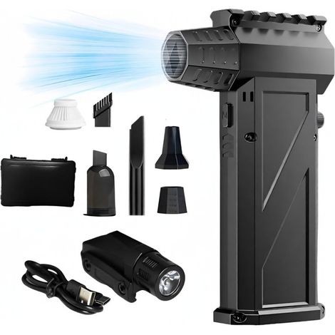Ventilateur turbo puissant à 140 000 tours/minute, sèche-cheveux turbo haute vitesse à moteur sans balais, ensemble aspirateur portatif X3pro + lampe torche (1/5)