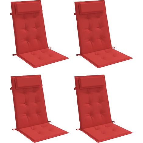 vidaXL Highback Chair Cushions 4 pcs Red Oxford Fabric