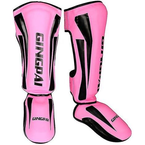 Paar Box-Schienbeinschoner aus PU-Leder, Knöchelschutz, Beinstulpen für MMA- und Muay-Thai-Training, leichte Trittschützer – Größe S (unter 135 cm) – pink
