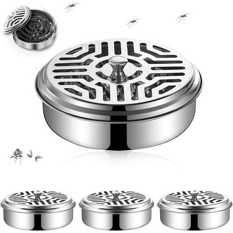 lot de 4 Porte-spirales anti-moustiques en spirale,avec poignée et couvercle convient pour la maison, le camping et la pêche (1/5)