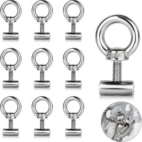 Anneau de Levage M4, Boulon à Œil Acier Inoxydable 304,Anneau à Visser,Piton à Œil avec Filetage Mâle pour Caravanes, Camping Fixation et Suspension Intérieure et (1/5)
