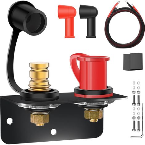 250A Remote Battery Terminals 3/8" Stud Battery Jump Post with Heavy Duty Mounting Bracket and 4AWG Cable Battery Charging Post Kit Battery Relocation Kit (1/5)