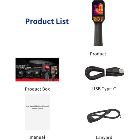 Caméra d'imagerie thermique thermographie infrarouge portable avec batterie 2600 mAh stockage 8G WiFi USB Type-C pour ingénieurs électriciens inspecteurs du bâtiment (1/5)