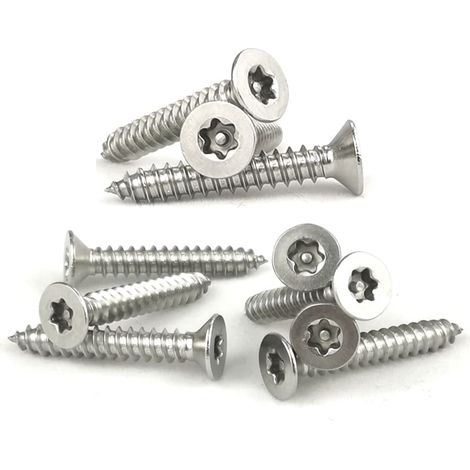 Vis Bois Torx - Vis Autotaraudeuses à Tête Plate/Fraisée Vis a Bois en Acier Inoxydable, M2.9×9.5mm,100 pcs (1/5)