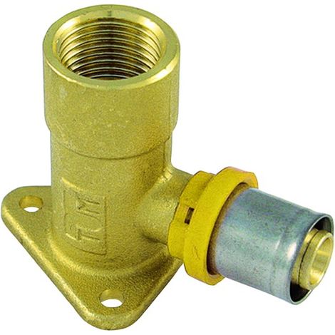 Raccordo curvo femmina flangiato H 53 16 x 1/2 per multistrato per gas tiemme